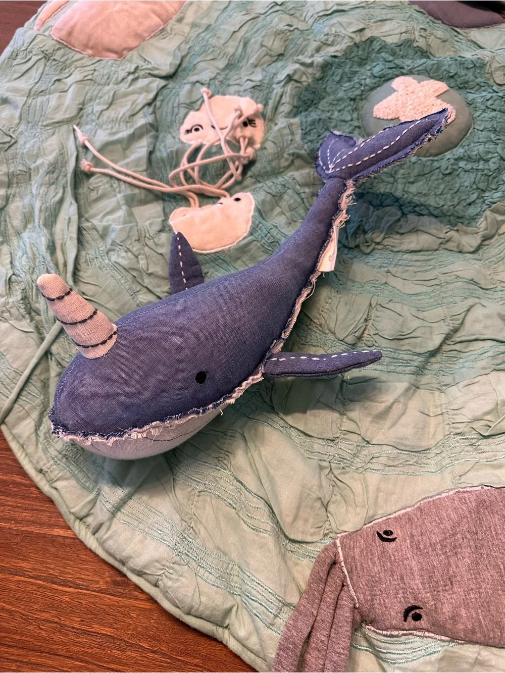Plush Ocean Activity Play Mat - Light Aqua